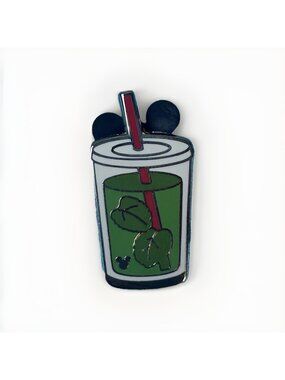 Disney Pin Green Tea Leaves Drink Hidden Mickey Cup HTF 1 Of 5 2011 Red Straw